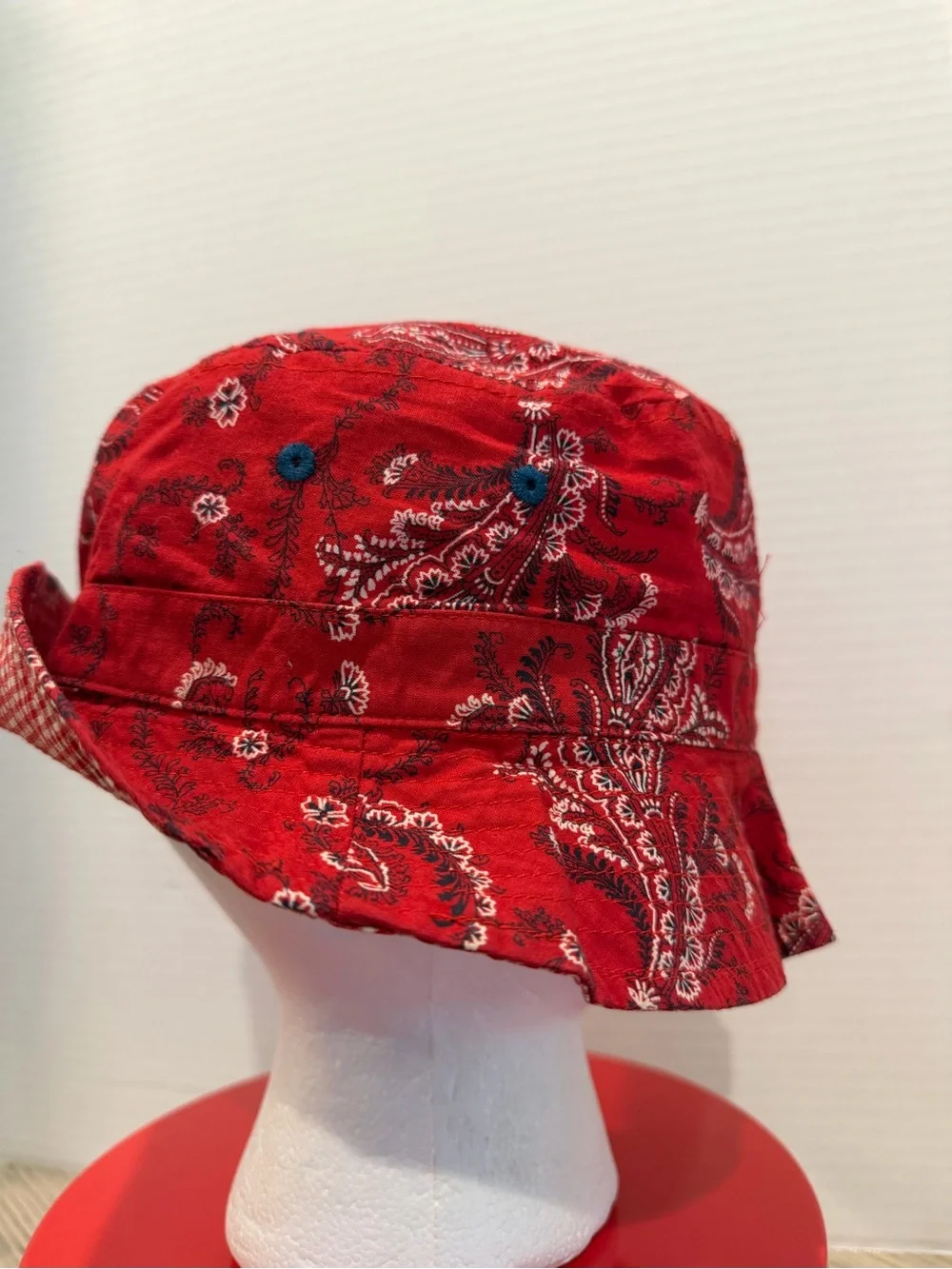 Ralph Lauren Red Bandana Bucket Hat One Size Used
